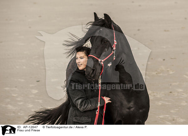 Frau und Friese / woman and Frisian Horse / AP-12647