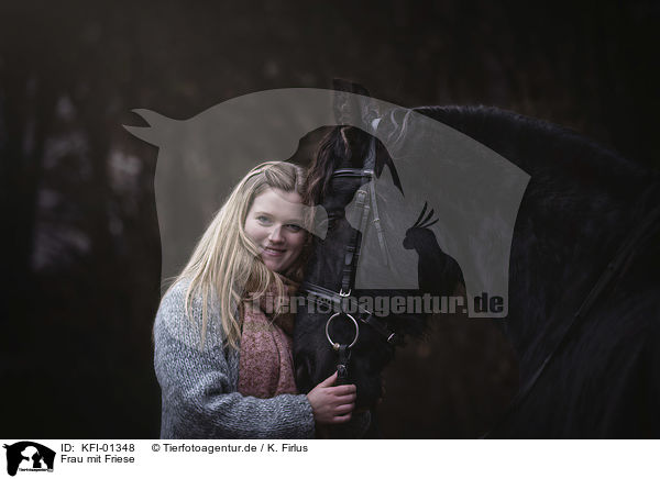 Frau mit Friese / woman with Friesian Horse / KFI-01348
