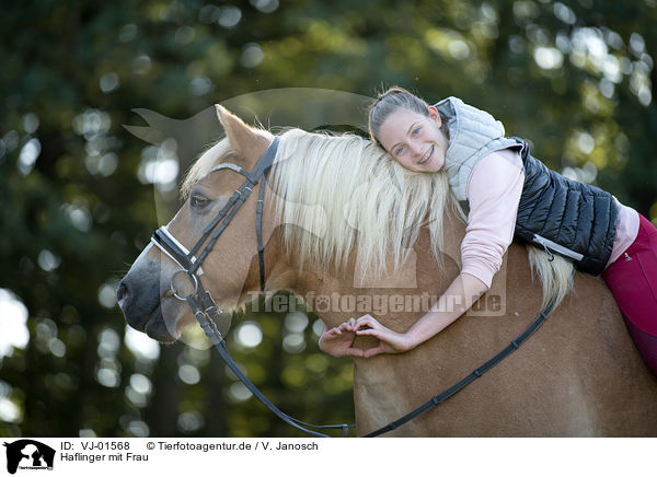 Haflinger mit Frau / Haflinger with woman / VJ-01568