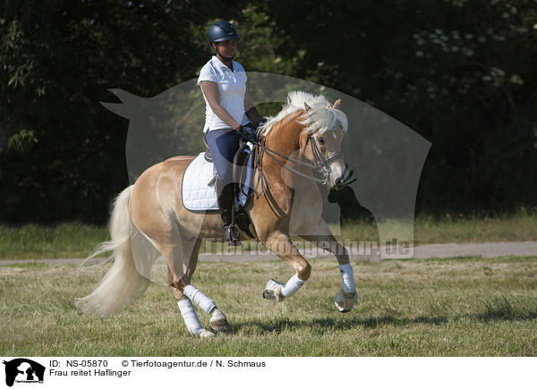 Frau reitet Haflinger / woman rides Haflinger / NS-05870