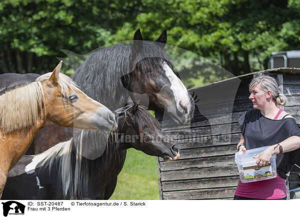 Frau mit 3 Pferden / woman with 3 Horses / SST-20487