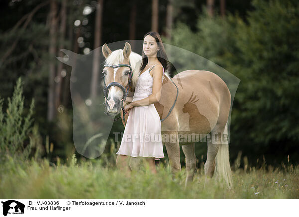 Frau und Haflinger / woman and Haflinger horse / VJ-03836