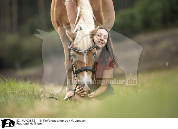 Frau und Haflinger / woman and Haflinger horse / VJ-03872