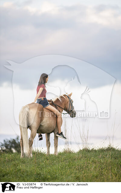 Frau und Haflinger / woman and Haflinger horse / VJ-03874