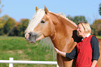 Frau und Haflinger Hengst