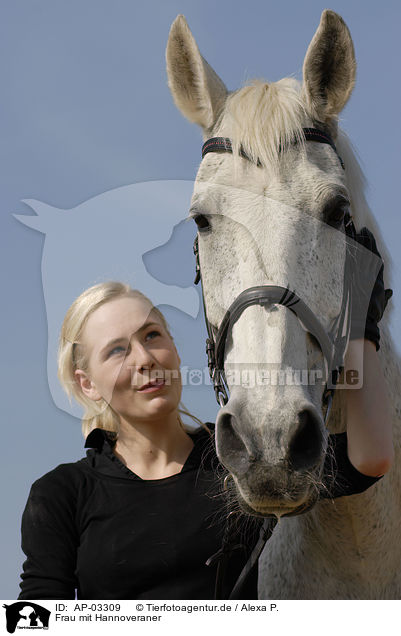 Frau mit Hannoveraner / woman with Hanoverian horse / AP-03309