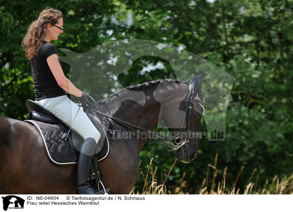 Frau reitet Hessisches Warmblut / NS-04604