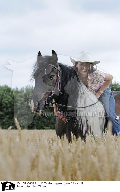 Frau reitet Irish Tinker / woman rides Irish Tinker / AP-06333