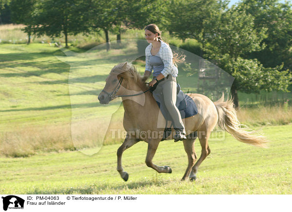 Frau auf Islnder / woman rides Icelandic horse / PM-04063