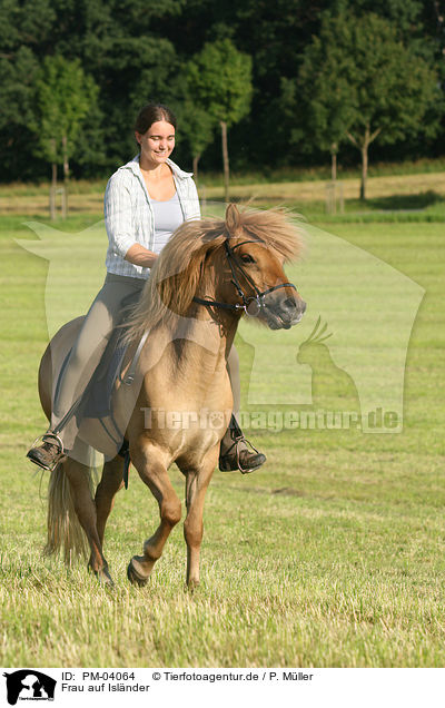 Frau auf Islnder / woman rides Icelandic horse / PM-04064