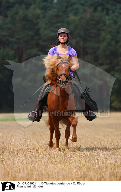 Frau reitet Islnder / woman rides Icelandic horse / CR-01624
