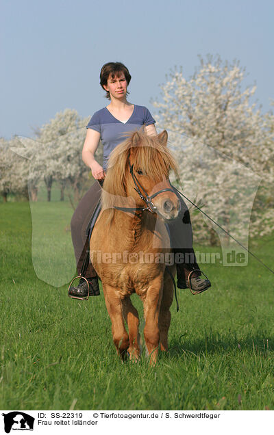 Frau reitet Islnder / woman rides Icelandic horse / SS-22319