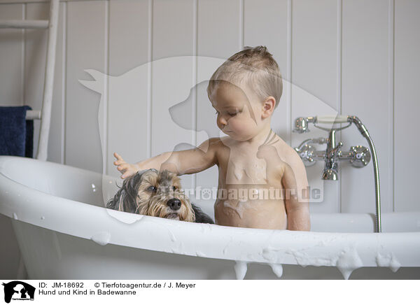 Hund und Kind in Badewanne / JM-18692
