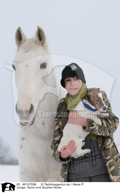 Junge, Hund und Quarter Horse / AP-07098