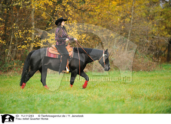Frau reitet Quarter Horse / YJ-11283