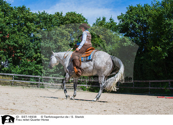 Frau reitet Quarter Horse / SST-16938