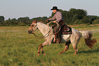 Mann reitet Quarter Horse