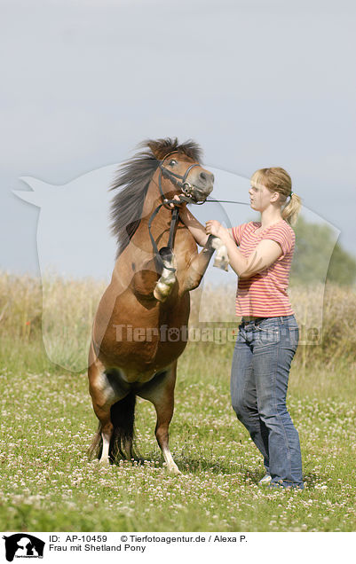 Frau mit Shetland Pony / woman with Shetland Pony / AP-10459