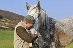 Mann und Shire Horse
