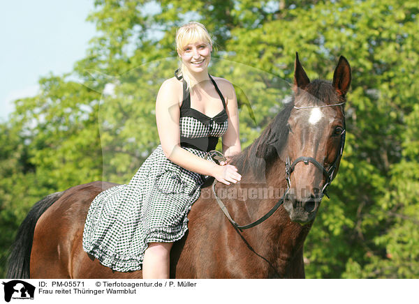 Frau reitet Thringer Warmblut / woman rides Thuringian warmblood / PM-05571