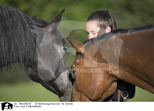 Frau und 2 Warmblter / NN-05618
