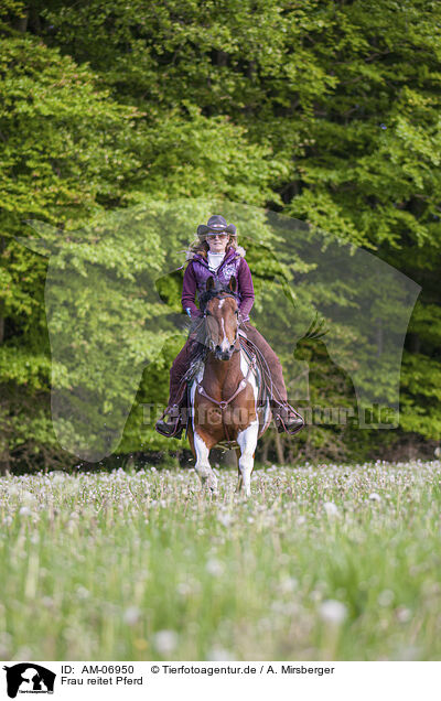 Frau reitet Pferd / woman rides Horse / AM-06950