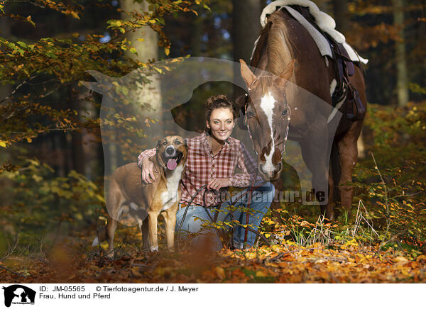 Frau, Hund und Pferd / woman, dog and horse / JM-05565
