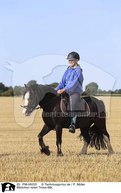 Mdchen reitet Tinker-Mix / girl rides Tinker-Cross / PM-08055