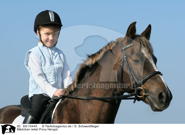 Mdchen reitet Pony Hengst / girl rides pony stallion / SS-15445
