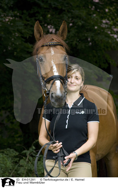 Frau und Warmblter / woman and horse / EH-01281