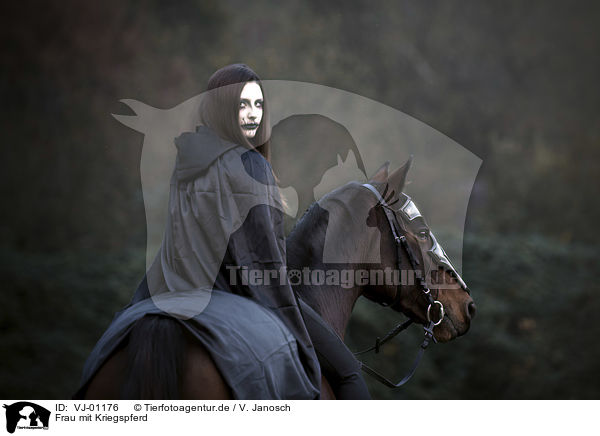 Frau mit Kriegspferd / woman with warhorse / VJ-01176