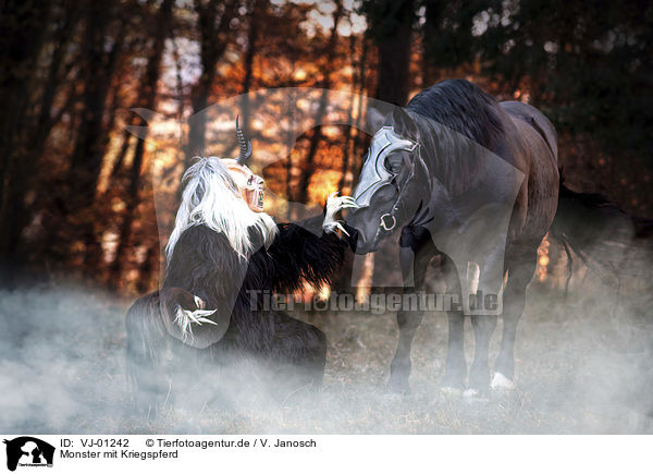 Monster mit Kriegspferd / monster with warhorse / VJ-01242