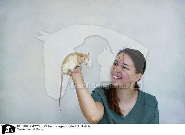 Tierrztin mit Ratte / veterinary with rat / HBO-04223
