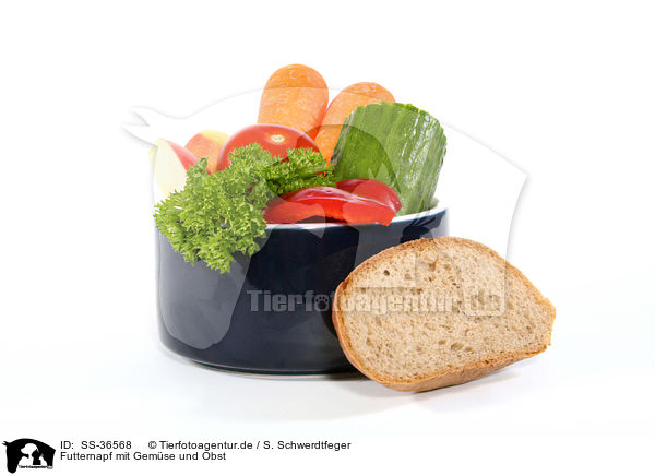 Futternapf mit Gemse und Obst / feeding bowl with vegetables and fruits / SS-36568