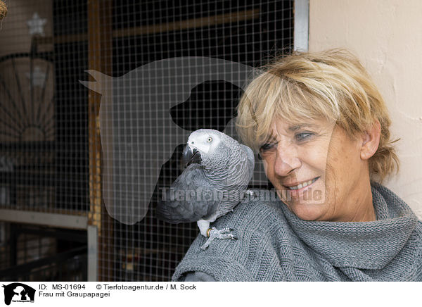 Frau mit Graupapagei / woman with Grey Parrot / MS-01694